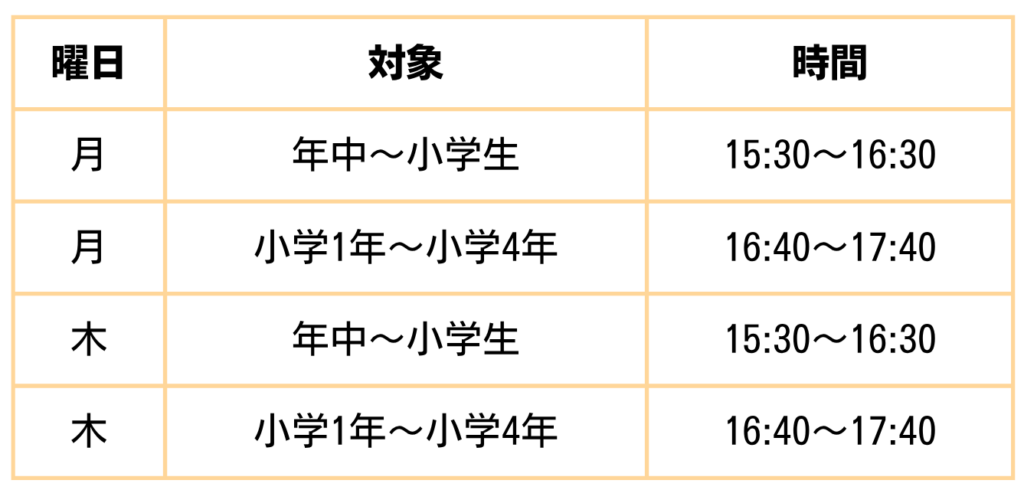 体育塾　時間割